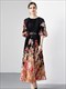 Fashion Design Organ Pleated Print Dress Floral Print Loose Long Maxi Dress O-Neck Short Sleeve Summer For Women