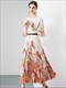 Fashion Design Organ Pleated Print Dress Floral Print Loose Long Maxi Dress O-Neck Short Sleeve Summer For Women