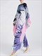 Anlan Miyake Pleated Dress Designer Printed Round Neck Batwing Sleeves High End Holiday Dresses New 6Kl27 For Women Summer