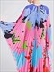 Anlan Miyake Pleated Dress Designer Printed Round Neck Batwing Sleeves High End Holiday Dresses New 6Kl27 For Women Summer