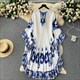 Elegant O-Neck Batwing Sleeve Dress A-Line Casual Belt Fashion Dress Women Fashion Summer Spring Vestidos Print Vintage