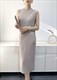 Women’S Slim-Fit Mid-Length Pleated Dress With Spiral Stitching
