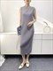 Women’S Slim-Fit Mid-Length Pleated Dress With Spiral Stitching