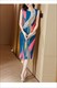 Ladies Abstract Printed Mid-Length Dresses Elegant Slim Casual Dress Miyake Pleated Office For Women O-Neck Sleeveless Female