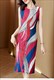 Ladies Abstract Printed Mid-Length Dresses Elegant Slim Casual Dress Miyake Pleated Office For Women O-Neck Sleeveless Female