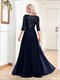 Blue Evening Dress Women Mermaid Formal Dress Maxi Prom Dress Elegant Long Sleeves Wedding Party V-Neck Long Sequin