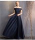 Long Satin Bridesmaid Dress In Navy Blue For Evening Banquet Or Prom