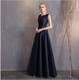 Long Satin Bridesmaid Dress In Navy Blue For Evening Banquet Or Prom