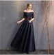 Long Satin Bridesmaid Dress In Navy Blue For Evening Banquet Or Prom