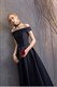 Long Satin Bridesmaid Dress In Navy Blue For Evening Banquet Or Prom
