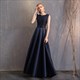 Long Satin Bridesmaid Dress In Navy Blue For Evening Banquet Or Prom