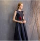 Long Satin Bridesmaid Dress In Navy Blue For Evening Banquet Or Prom