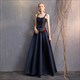 Long Satin Bridesmaid Dress In Navy Blue For Evening Banquet Or Prom