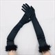 Satin Tanzparty Manschette Feder Handschuhe Oper Bühne Damen Fäustlinge Halloween Make-up Party Elastisch Volle Finger Lang Seide 53Cm