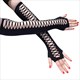 Damen Ellenbogenlange Punk Handschuhe Elastische Fingerlose Handschuhe Touchscreen Fäustlinge Cutout Kreuz Mesh Handschuhe Cosplay Party Kostüme