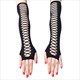 Damen Ellenbogenlange Punk Handschuhe Elastische Fingerlose Handschuhe Touchscreen Fäustlinge Cutout Kreuz Mesh Handschuhe Cosplay Party Kostüme