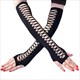 Damen Ellenbogenlange Punk Handschuhe Elastische Fingerlose Handschuhe Touchscreen Fäustlinge Cutout Kreuz Mesh Handschuhe Cosplay Party Kostüme