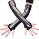 Damen Ellenbogenlange Punk Handschuhe Elastische Fingerlose Handschuhe Touchscreen Fäustlinge Cutout Kreuz Mesh Handschuhe Cosplay Party Kostüme
