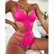 Lenceria Hot Lingerie Set Women Push Up Bra Garter Set Underwear Sets Transparent Lace Plus Size Backless Straps