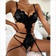 Lenceria Hot Lingerie Set Women Push Up Bra Garter Set Underwear Sets Transparent Lace Plus Size Backless Straps