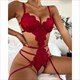 Lenceria Hot Lingerie Set Women Push Up Bra Garter Set Underwear Sets Transparent Lace Plus Size Backless Straps