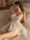 Fairy Floral Nightdress Pajama Night Gown For Women New Sheer Lace Mesh Princess Suspender Nightdress