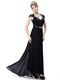 Spitzen-Cap-Ärmel-Stickerei langes Mesh-Kleid
