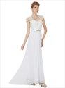 Lace Cap Sleeve Embroidery Long Mesh Dress