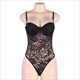 Teddy Lingerie Bodysuit Sleeveless Plus Size Black White