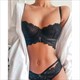 Plus Size Blumen-Spitze Push Up BH und Panty-Set