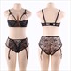 Open Bra Garter Underwire Lace See Though Lingerie Set