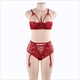Open Bra Garter Underwire Lace See Though Lingerie Set