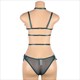 Plus Size Applikationen Dessous-Set mit Halsband-Kette
