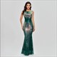 Damen Bodycon Pailletten Meerjungfrau Maxi-Kleid – Einfarbiges Party-Abendkleid