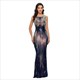 Damen Bodycon Pailletten Meerjungfrau Maxi-Kleid – Einfarbiges Party-Abendkleid