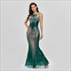 Damen Bodycon Pailletten Meerjungfrau Maxi-Kleid – Einfarbiges Party-Abendkleid