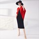 Fashion Women Pleated Dress Elegant Large Size Long Dress Loose Bat Sleeves Contrasting Color Stitching Straight Summer Spring