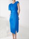Pleated O-Neck Irregular Dress Solid Color Black Blue Khaki