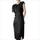Pleated O-Neck Irregular Dress Solid Color Black Blue Khaki