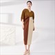 Women’S Pleated Split Dress V-Neck Bat Sleeve Mid-Calf Loose