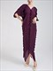 Pleated V-Neck Loose Tie Up Irregular Long Evening Dress