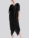 Pleated V-Neck Loose Tie Up Irregular Long Evening Dress