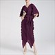 Pleated V-Neck Loose Tie Up Irregular Long Evening Dress