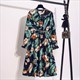 Bohemian Floral Polka Dot Midi Dress With Long Sleeves