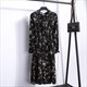 Bohemian Floral Polka Dot Midi Dress With Long Sleeves