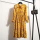 Bohemian Floral Polka Dot Midi Dress With Long Sleeves
