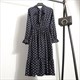 Bohemian Floral Polka Dot Midi Dress With Long Sleeves