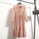 Bohemian Floral Polka Dot Midi Dress With Long Sleeves