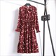 Bohemian Floral Polka Dot Midi Dress With Long Sleeves
