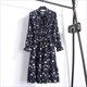 Bohemian Floral Polka Dot Midi Dress With Long Sleeves